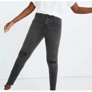 Madewell Curvy High-Rise Skinny Black Sea Jeans Raw Edge Stretch Women's Size 27